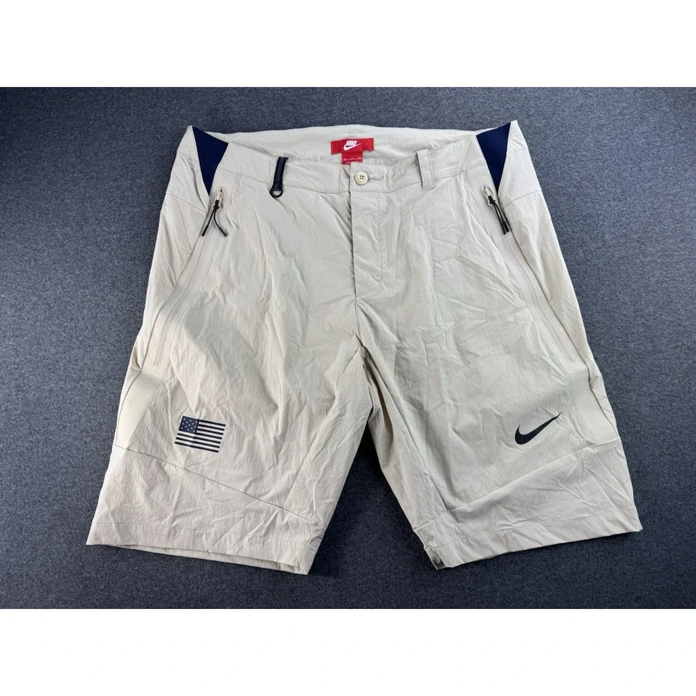 Nike Shorts Mens Size 38 USA Olympic Flag Swoosh Sports Outdoor 812246-201 Beige